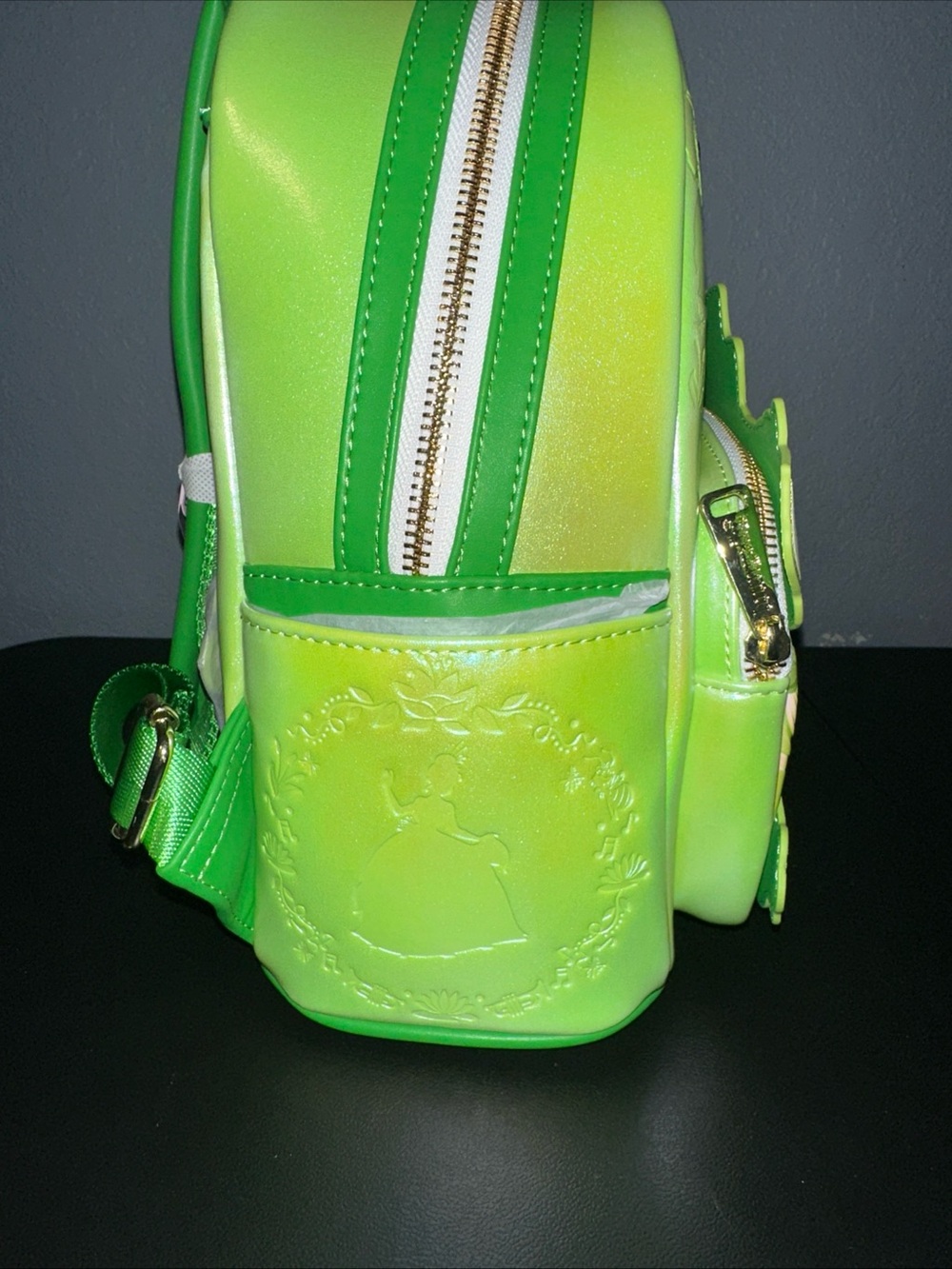 Loungefly Disney Princess Tiana Mini Backpack Bag Green Handbag Purse NWT - Picture 6 of 10